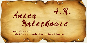 Anica Maletković vizit kartica